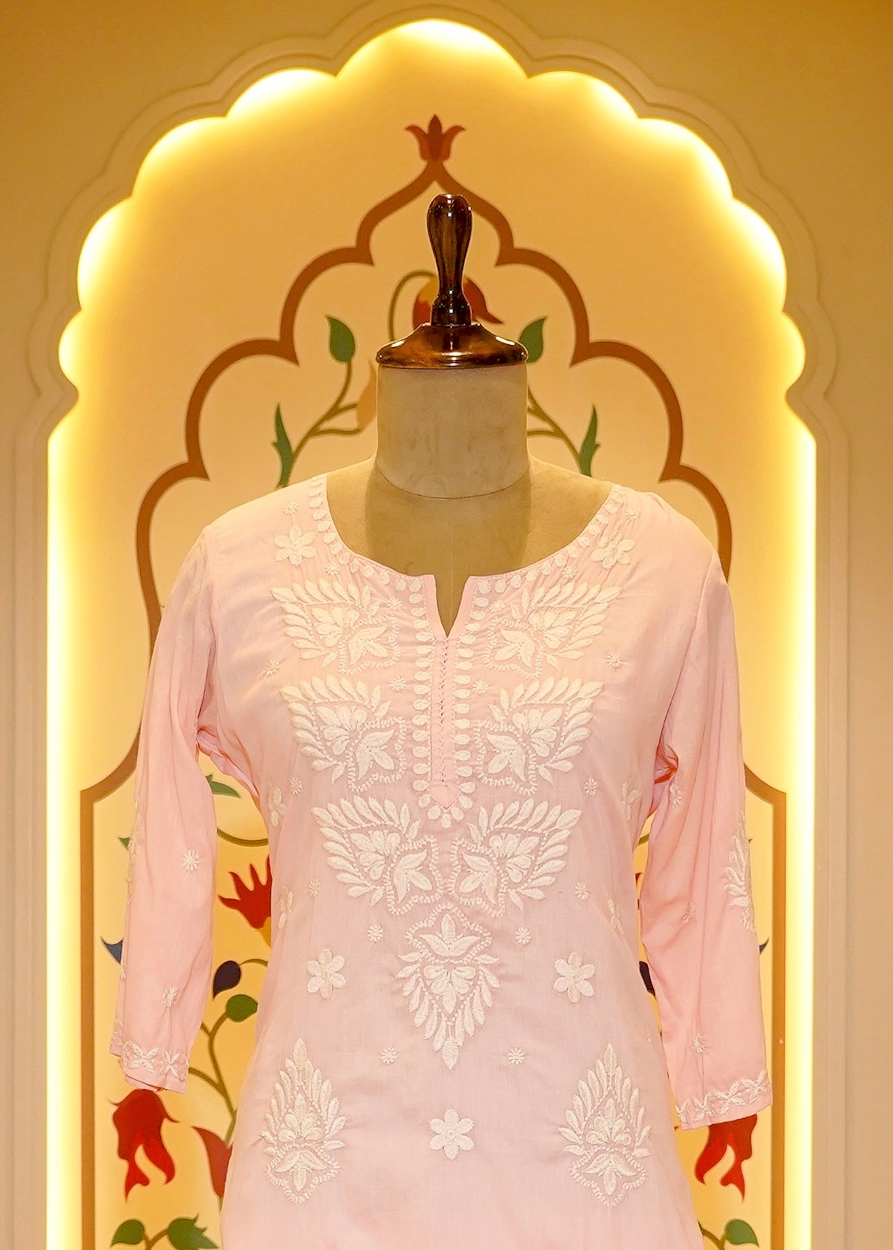 Orla Baby Pink Chikankari Stitched Suit Set