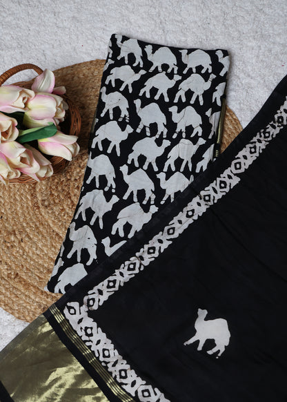 Vaani Tie n Dye Black Unstitched Suit Set