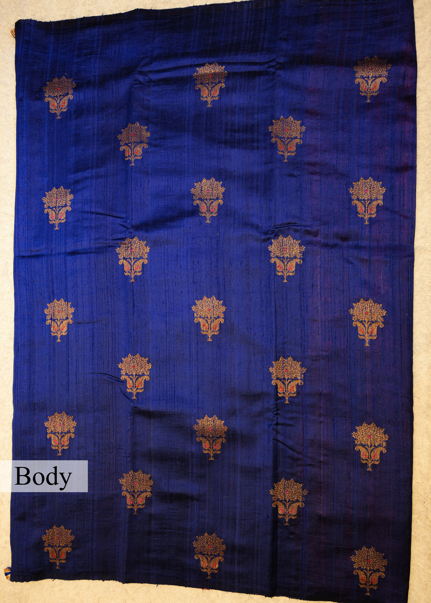 Blue Raw Silk Neem Zari Boota Saree with Unstitched Blouse