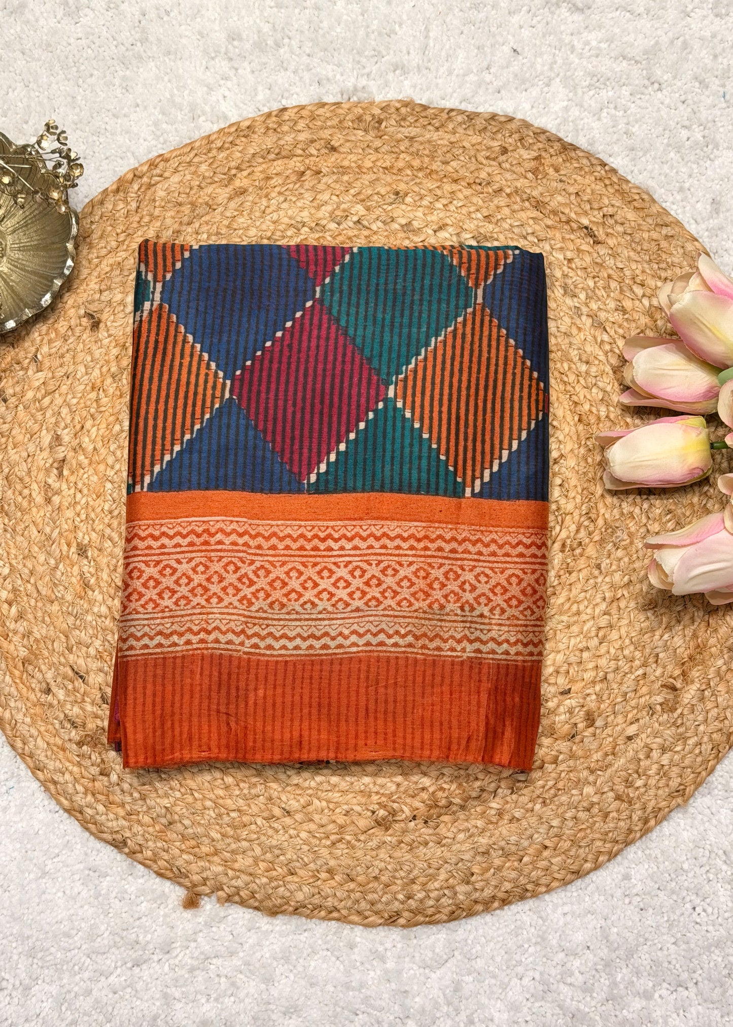 Rabi Orange Printed Suit Set