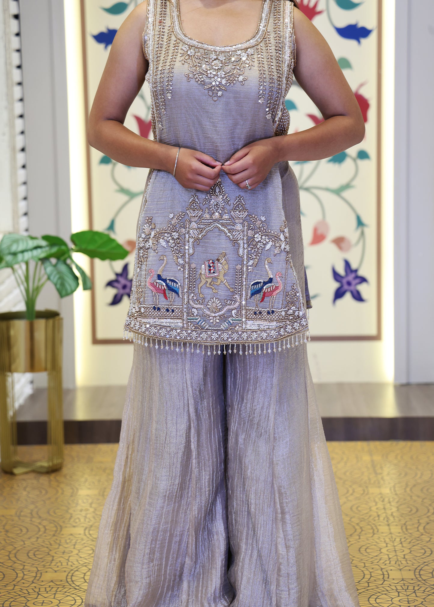 Tarini Tissue Slit Palazzo Set