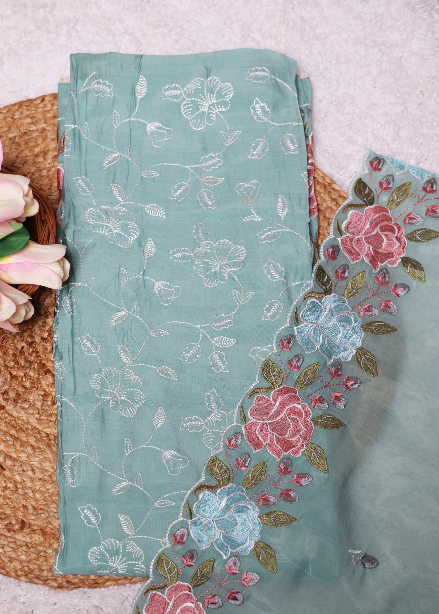 Lilya Blue Floral Unstitched Suit Set
