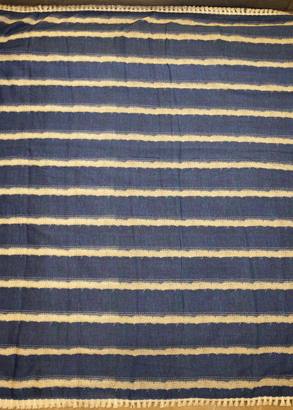 Utsa Navy Blue Cotton Saree with Unstitched Blouse