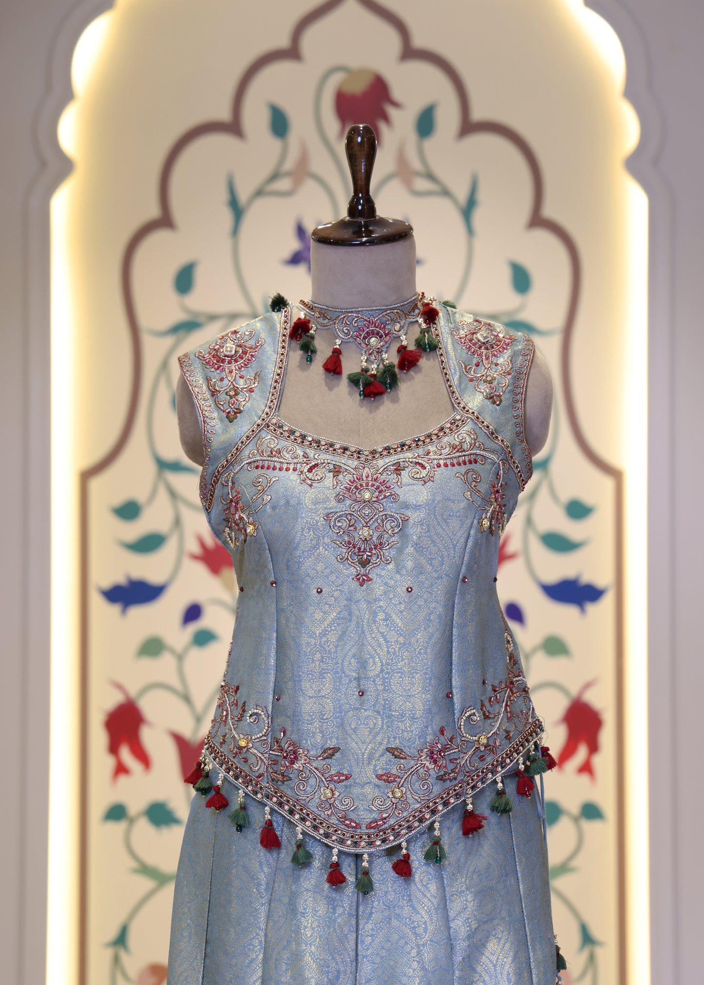 Mihika Blue Banarasi Sharara Set with Dupatta