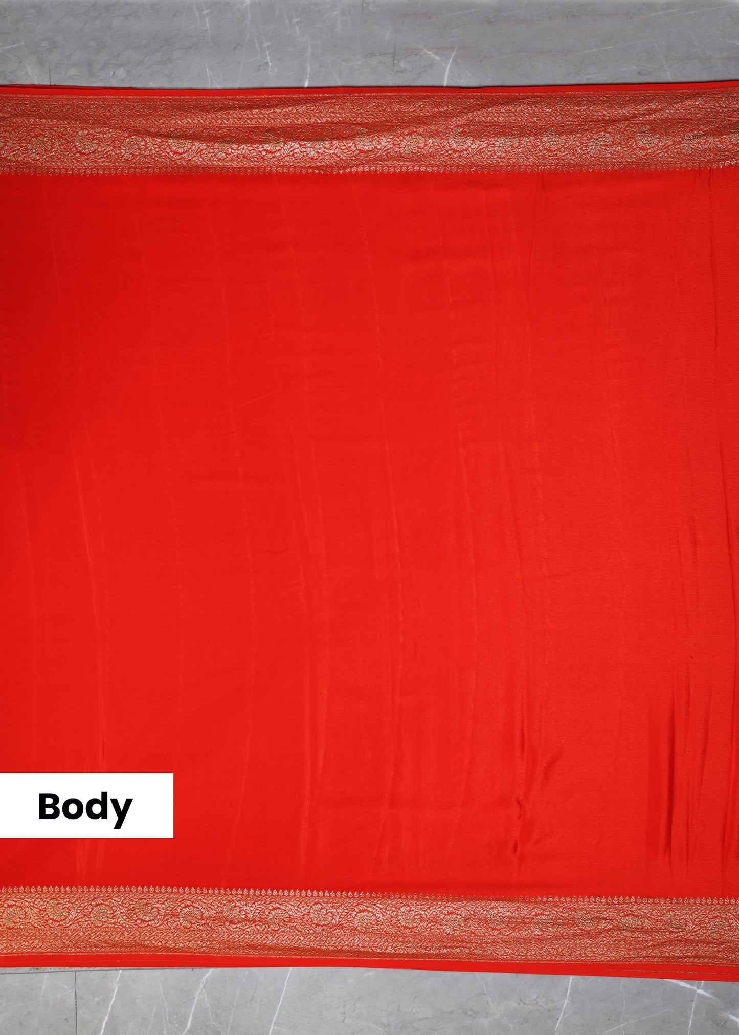 Deeya Plain Orange Banarasi Pure Crepe Saree with Unstitched Blouse