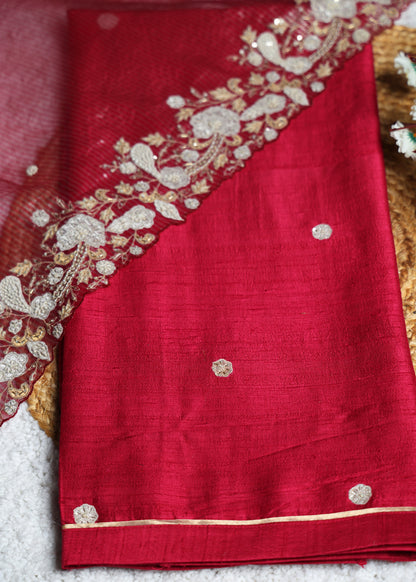 Noori Pink Heavy Hand Embroidered Unstitched Suit Set