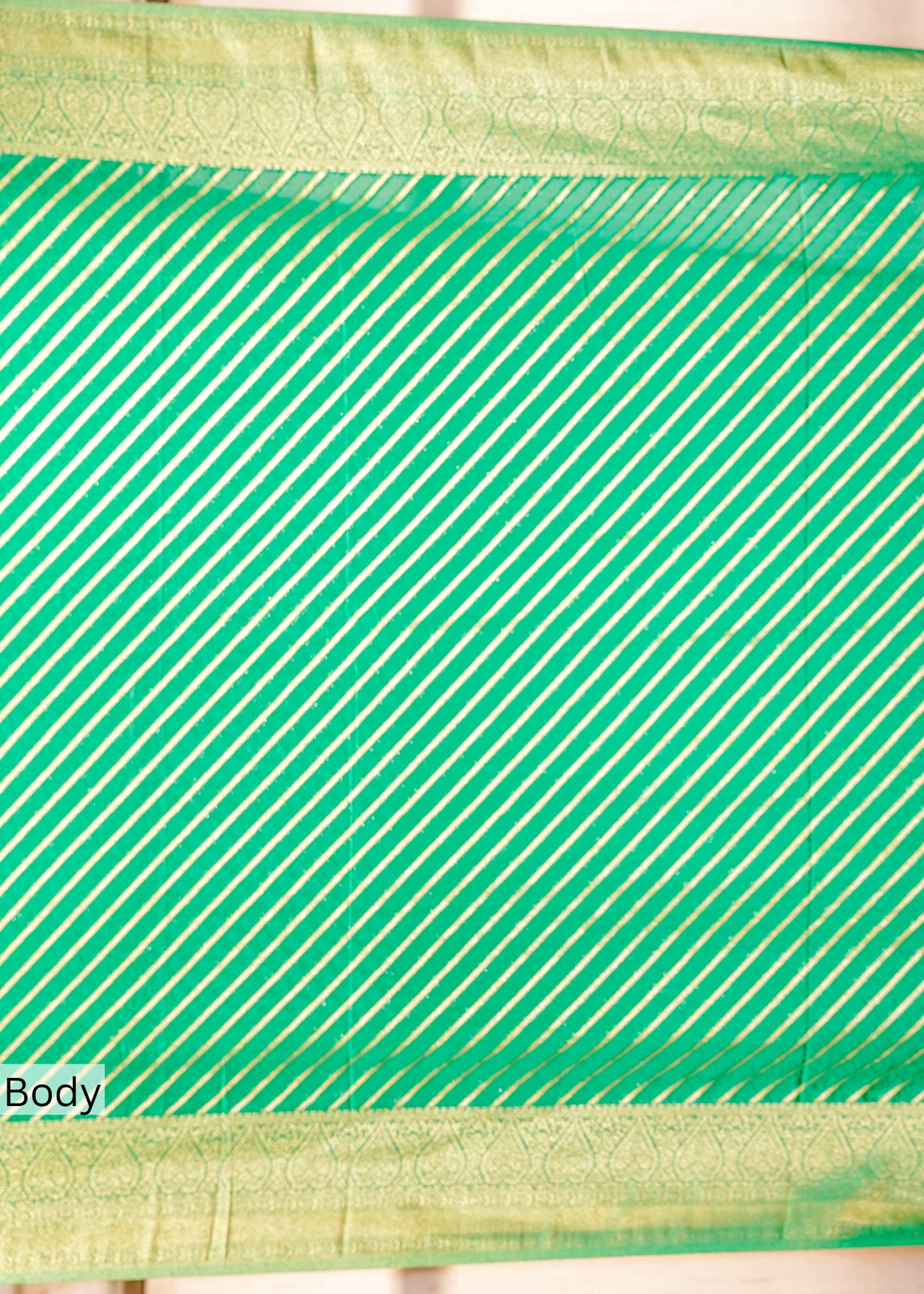 Green Chinon Leheriya Saree
