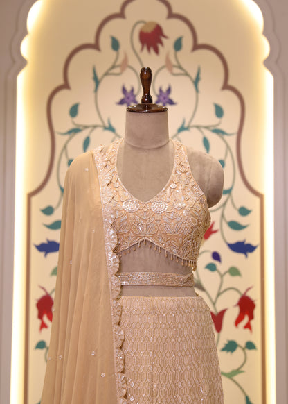 Cazelle Golden Crop Top & Belt Sharara Set