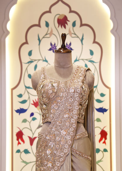 Karishma Corset Bejewelled Pre Drape Saree