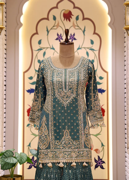 Kaavya Green Heavy Sharara Set with Dupatta
