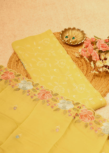 Lilya Yellow Floral Unstitched Suit Set