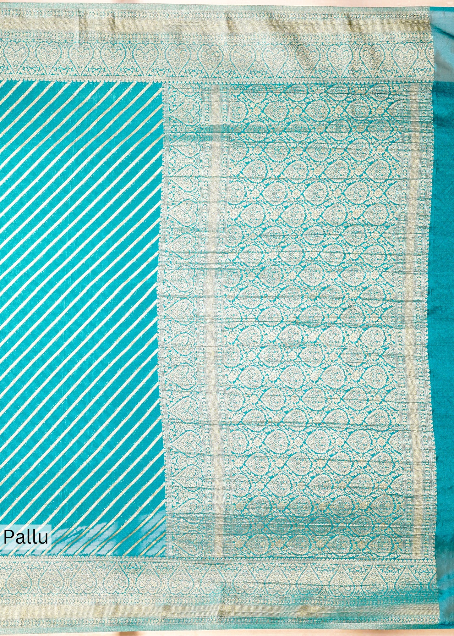 Teel Blue Chinon Leheriya Saree