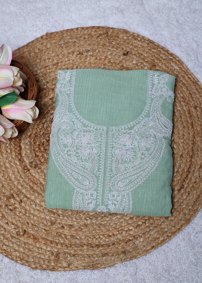 Pranika Green & White Unstitched Suit set