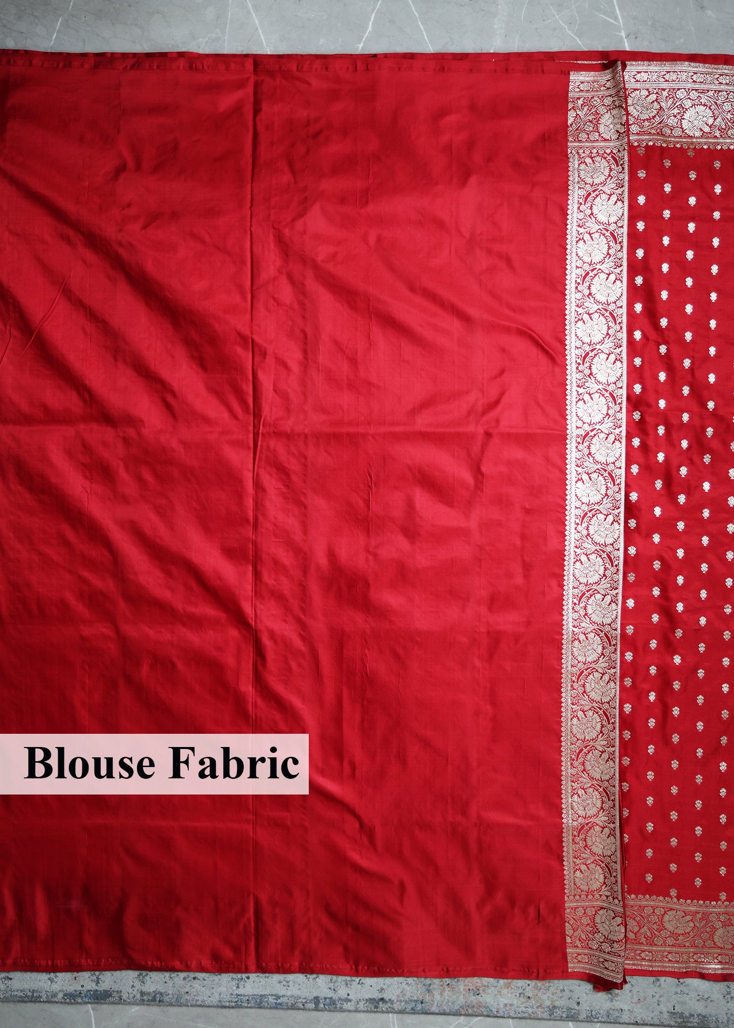 Mehroon Booti & Zari Border Banarasi Saree with Unstitched Blouse