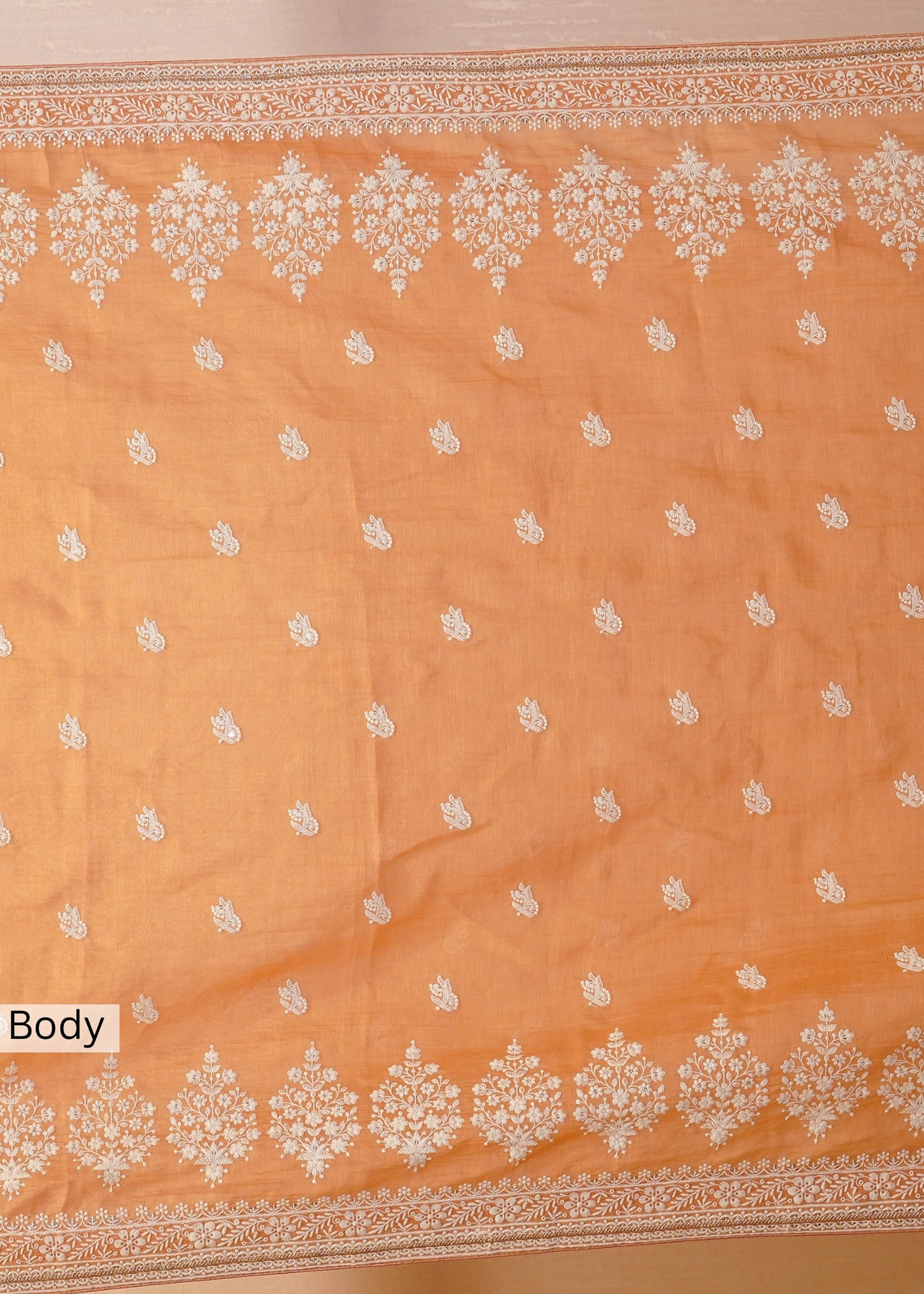 Rust Mul Cotton Thread Embroidered Saree with Unstitched Blouse