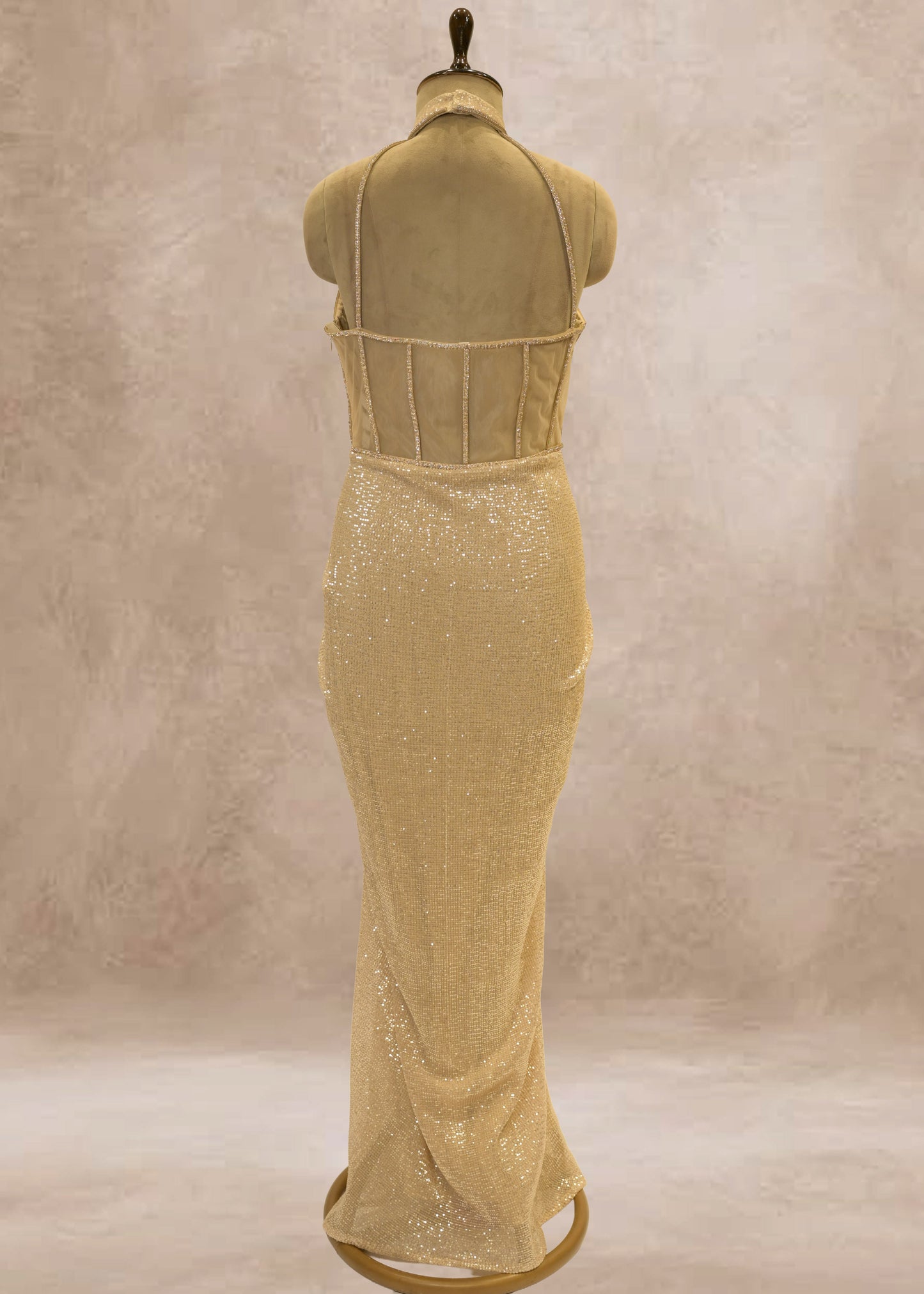 Golden Sequence With Corset Gown