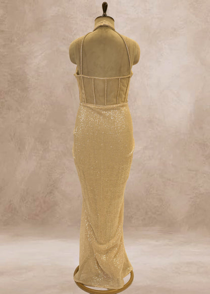 Golden Sequence With Corset Gown