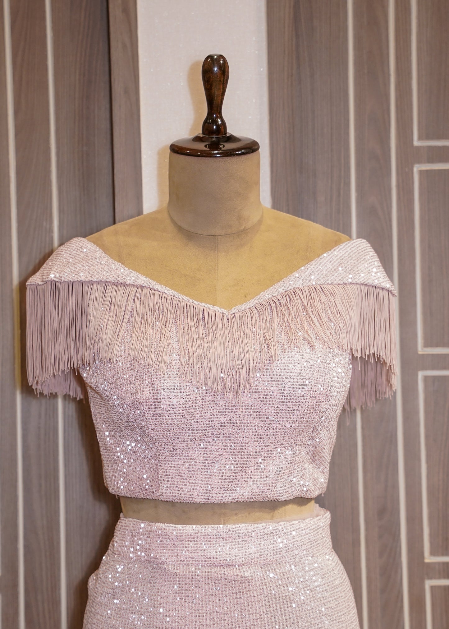 Pink Sequence Saree with Stitched Blouse