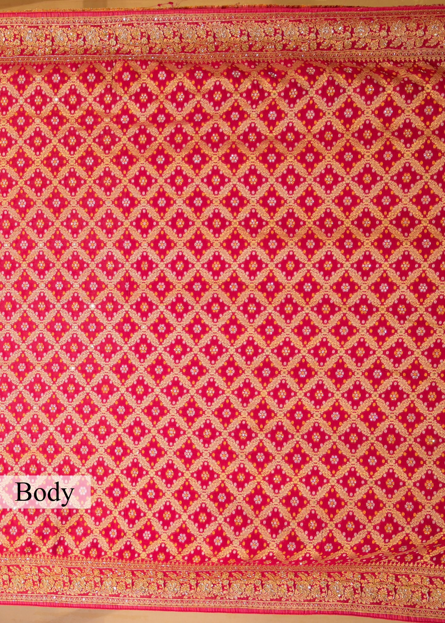 Gulbhaar Bandhani Rani Pink Saree Unstitched Blouse