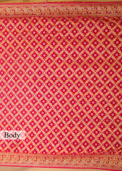 Gulbhaar Bandhani Rani Pink Saree Unstitched Blouse