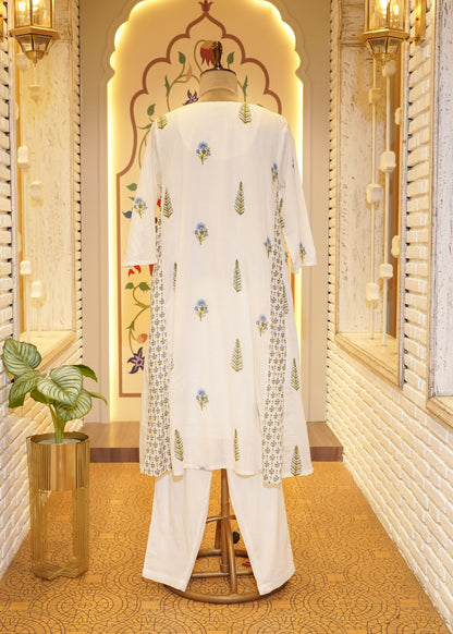 Inayat White Paisley Stitched Suit Set
