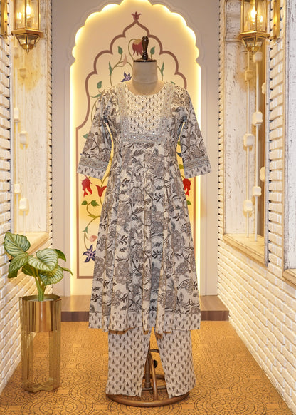 Ruhani Floral Stitched Suit Set