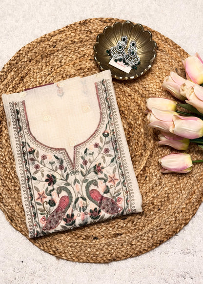 Mayur Pink Unstitched Thread Embroidered Suit Set