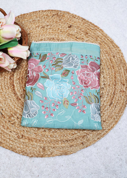 Lilya Blue Floral Unstitched Suit Set