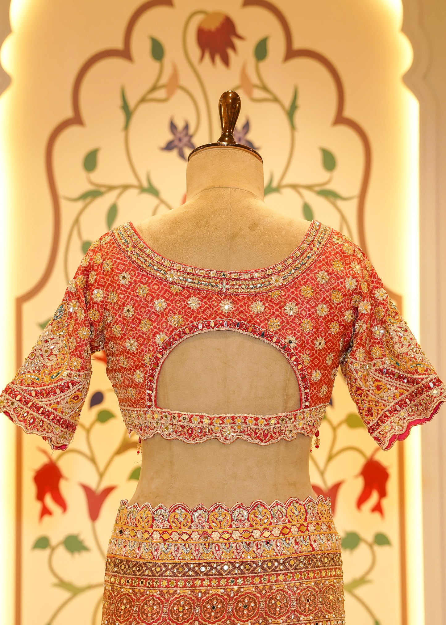 Rust Orange Patola Georgette Saree with Zardozi Embroidery