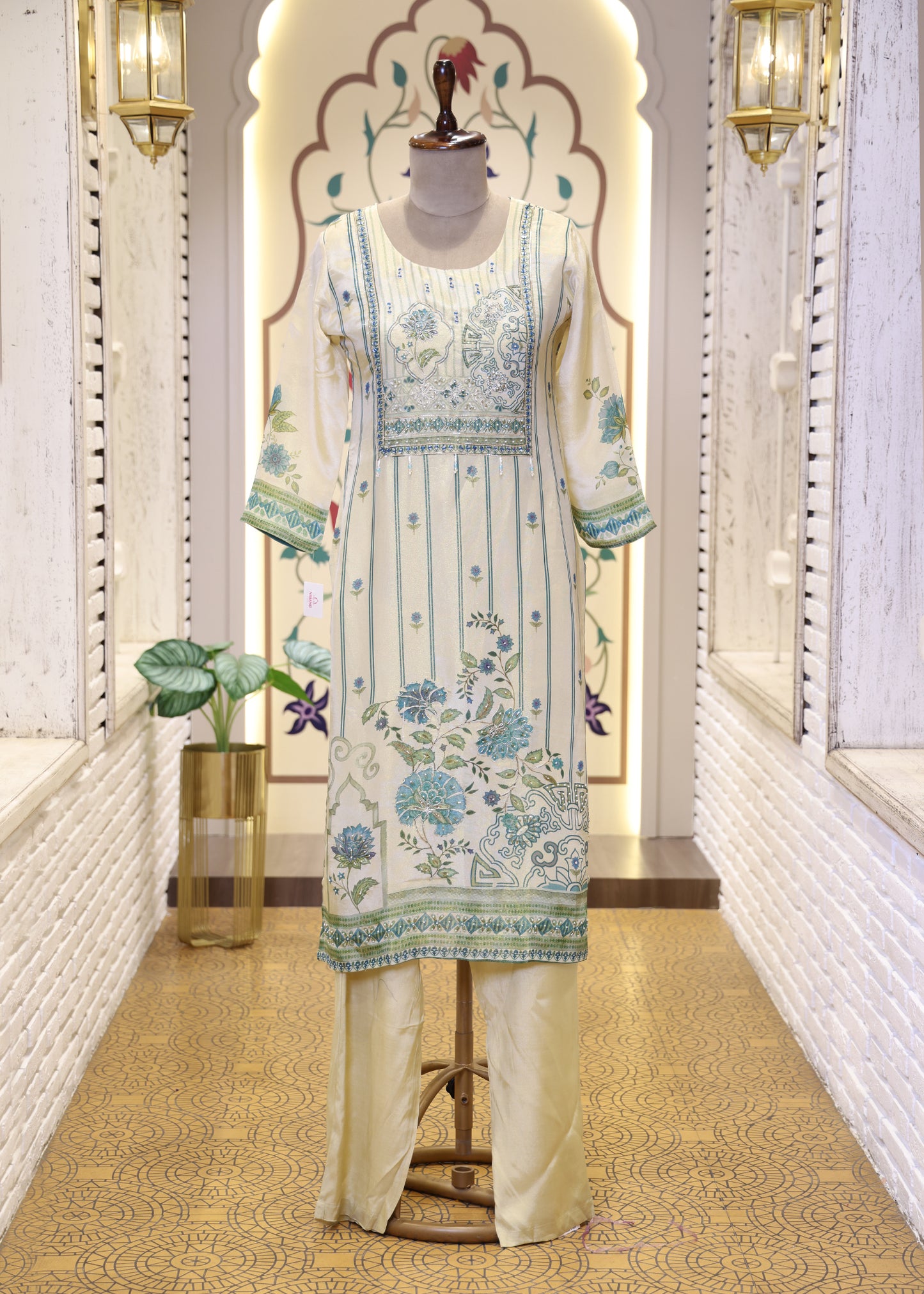 Kukum Green Straight Stitched Suit Set