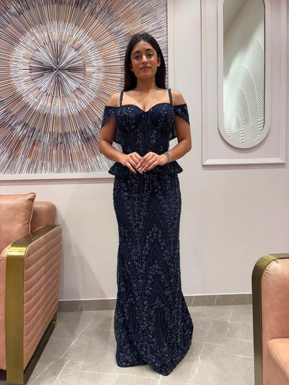 Shane Royal Blue Corset Two Piece Outfit