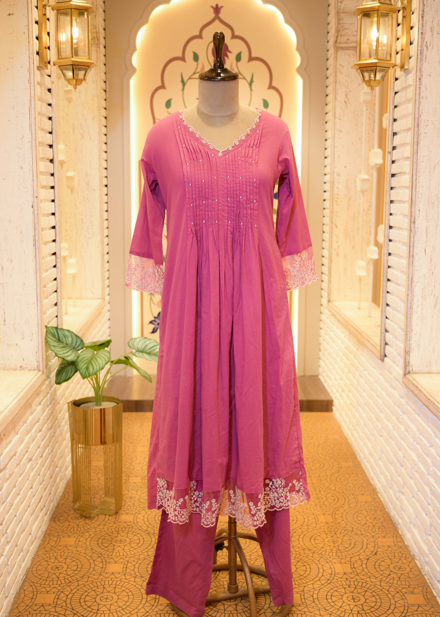 Neerja Mauve A-Line Stitched Suit Set