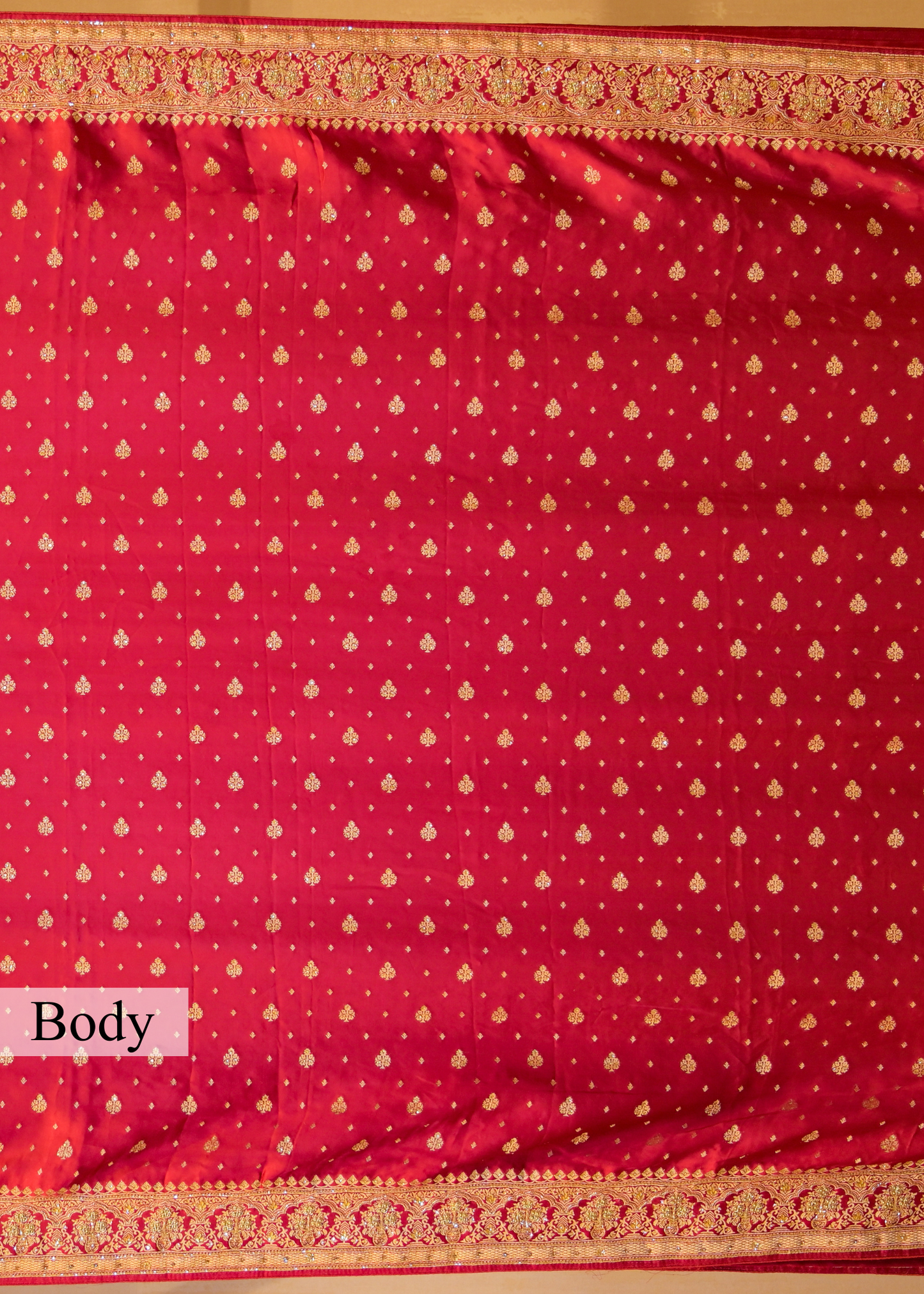 Pankhuri Booti Ruby Red Saree with Unstitched Blouse