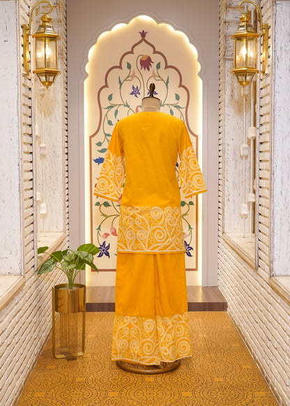 Yellow Cotton Printed Co-ord Set