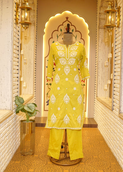 Orla Green Chikankari Stitched Suit Set