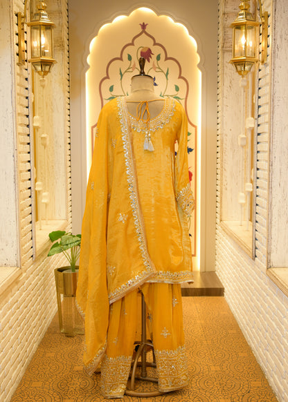 Genda Gotta Patti Farsi Salwar Stitched Suit Set