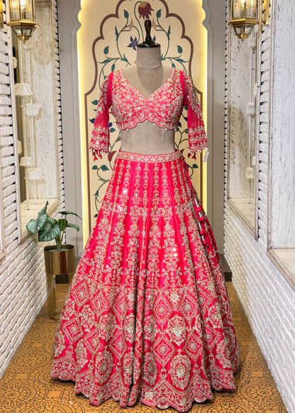 Rani Mirror Embroidered Designer Lehenga with Full Sleeves Blouse