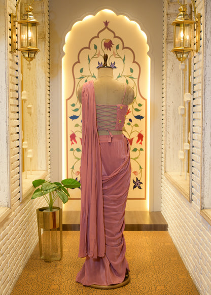 Gulabo Gemstone Embroidered Pre Draped Saree