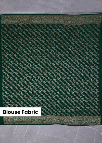 Tarini Green Banarasi Pure Crepe Saree with Unstitched Blouse