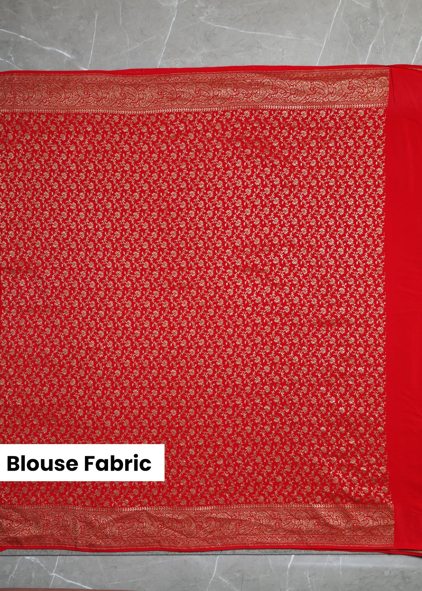 Tarini Red Banarasi Pure Crepe Saree with Unstitched Blouse