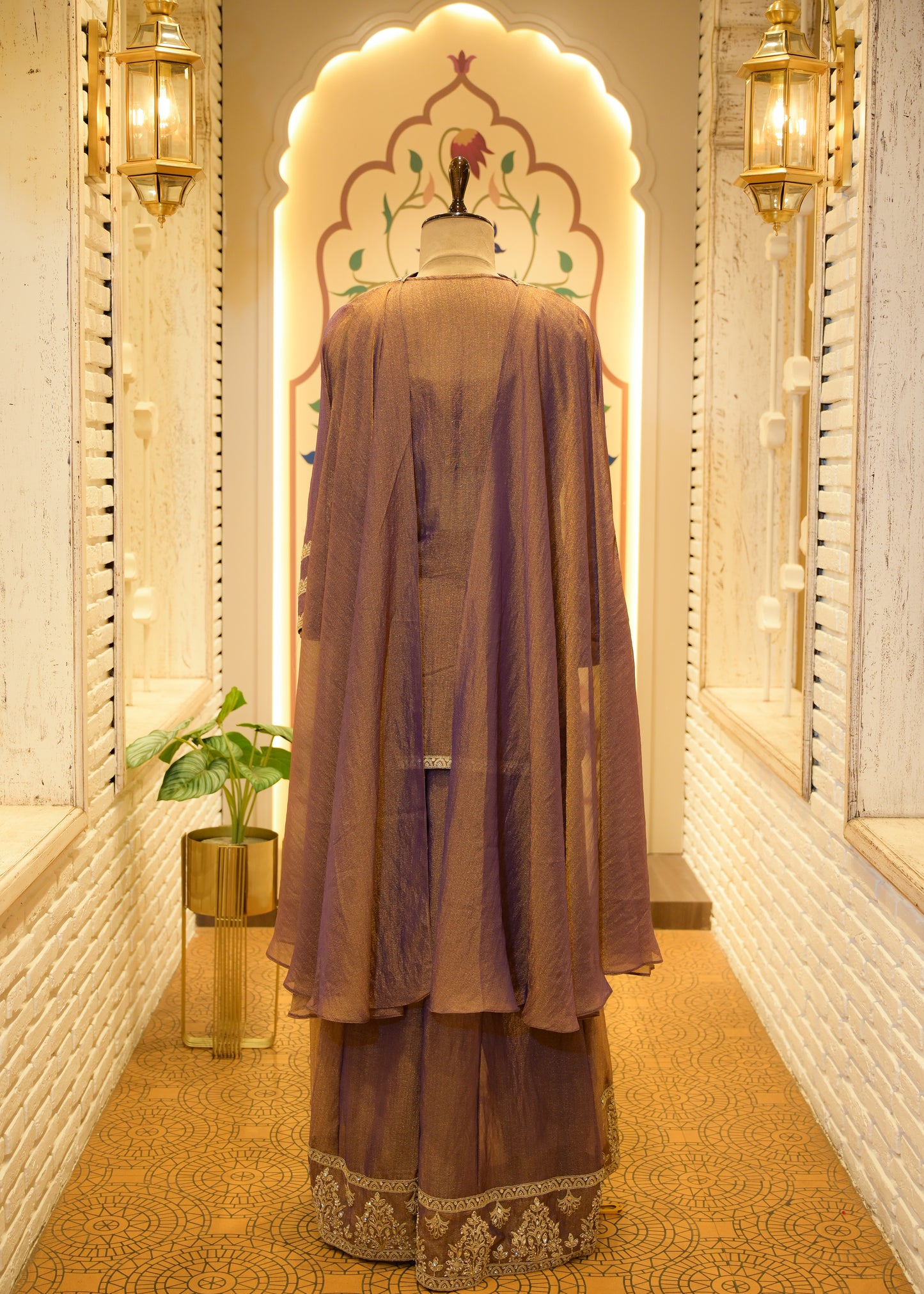 Zehra Lilac Embellished Cape Plazo Set
