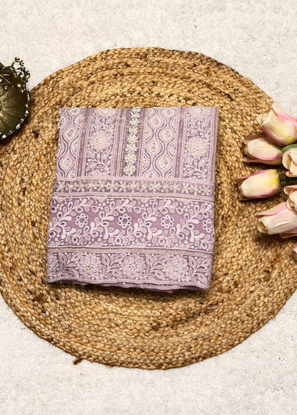Heer Mauve Chikankari with Moti Embroidered Suit Set