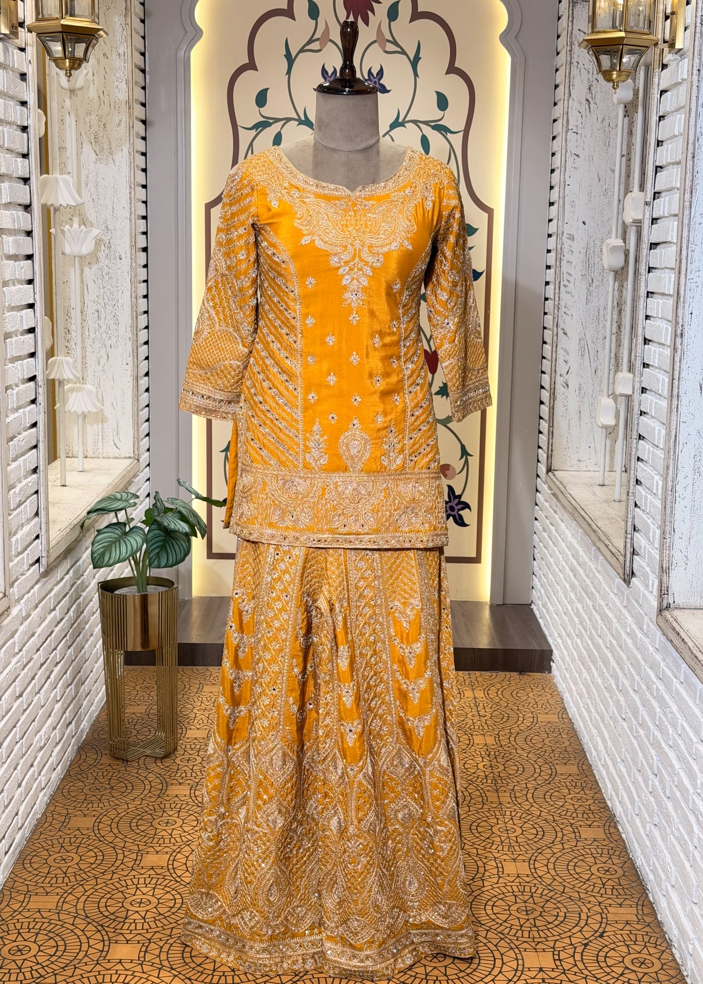 Yellow Party Wear Sharara Suit Set