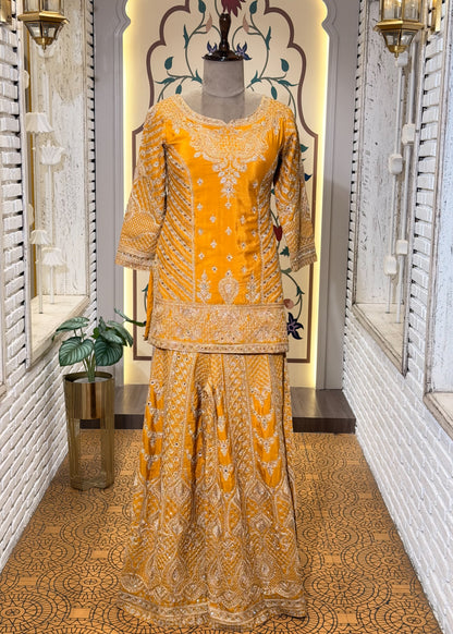 Yellow Party Wear Sharara Suit Set