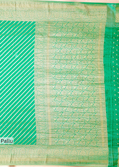 Green Chinon Leheriya Saree