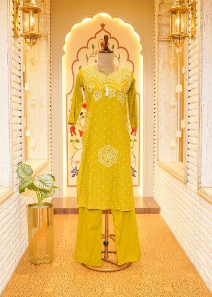 Aabroo Green Stitched Suit Set