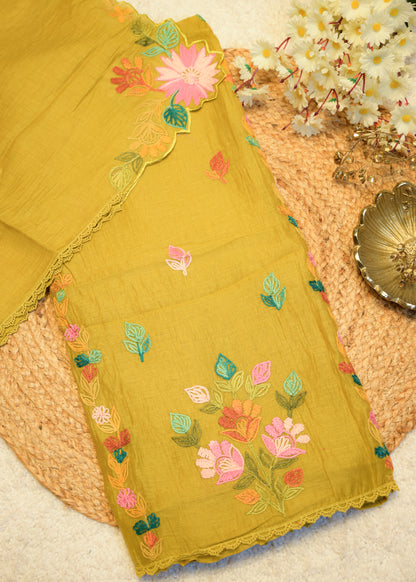 Niyati Green Kantha Unstitched Suit Set