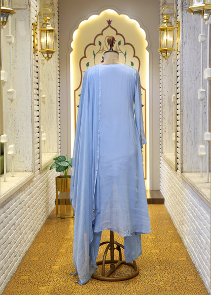 Meher Blue A-line Stitched Suit Set