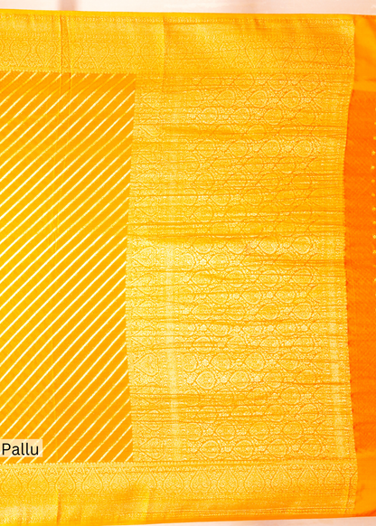 Yellow Chinon Leheriya Saree
