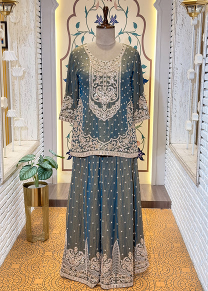 Mehendi Green Party Wear Sharara Suit Set